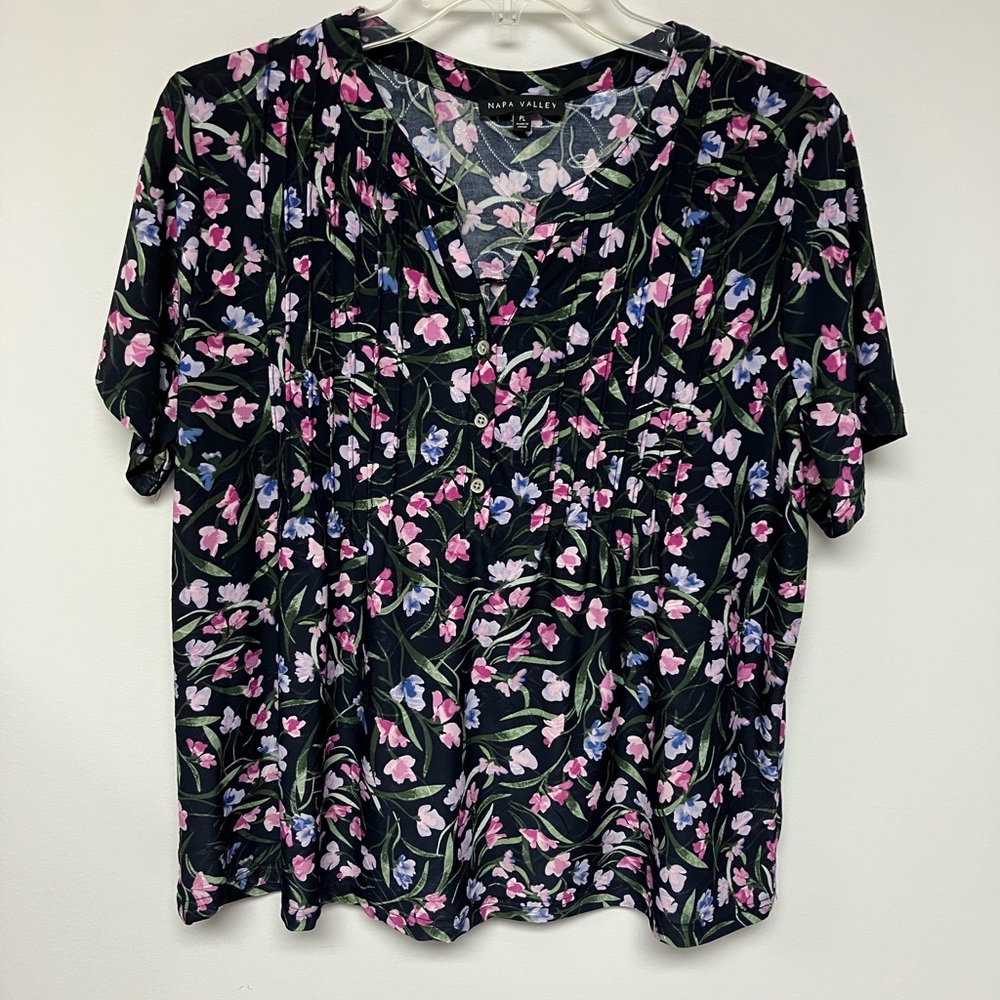 Napa Valley Women's Blouse with Pink and Purple Accents, LP